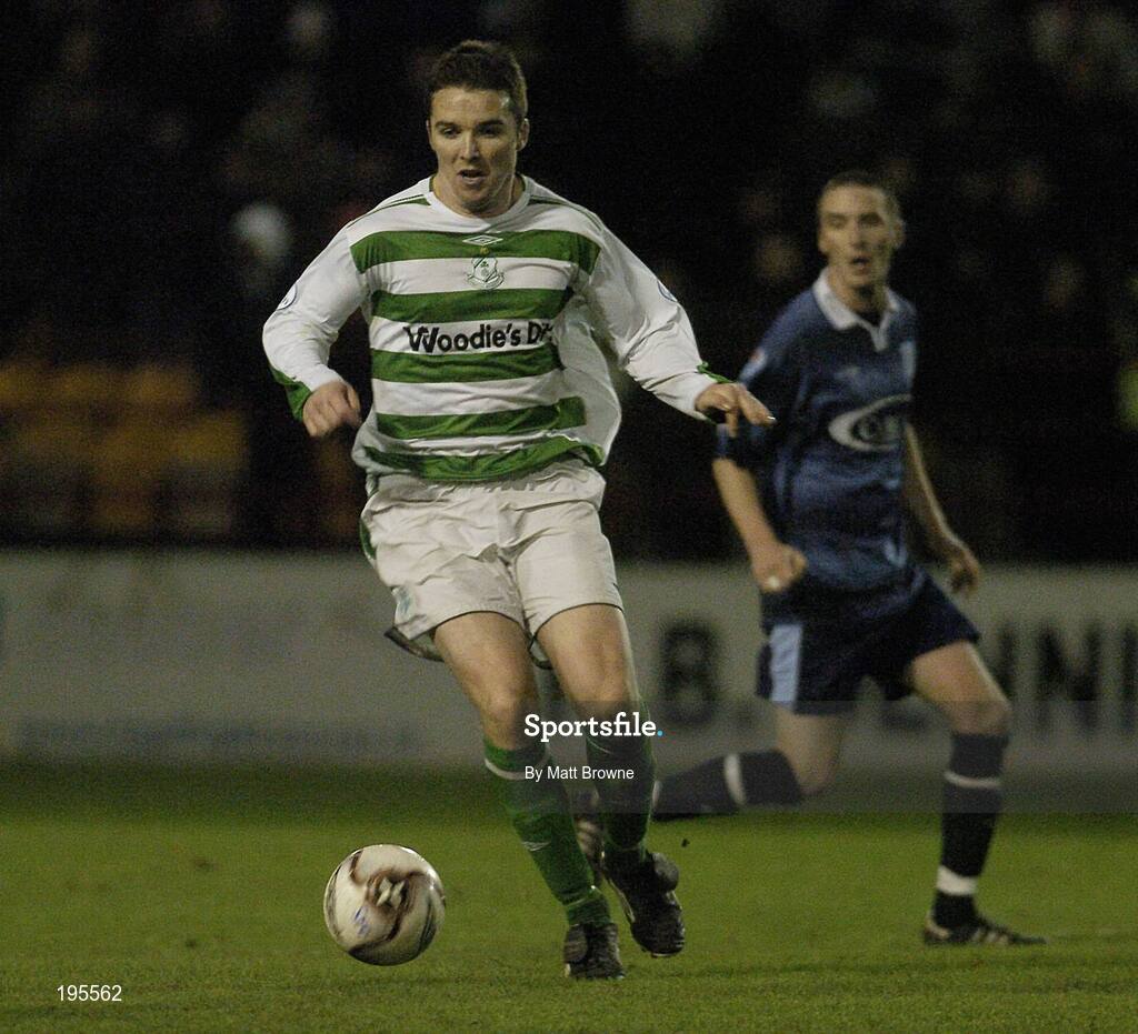 25 November 2005; Brian Shelley, Shamrock Rovers, in action against Dublin City. eircom league Promotion / Relegation Play-off, 2nd Leg, Dublin City v Shamrock Rovers, Tolka Park, Dublin. Picture credit: Matt Browne / SPORTSFILE