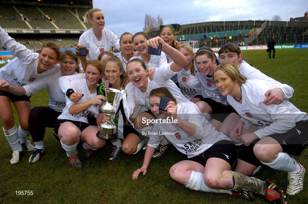 4 December 2005; The Dundalk team celebrate with the cup. WFAI Cup Final, Lansdowne Road, Dublin. Picture credit: Brian Lawless / SPORTSFILE