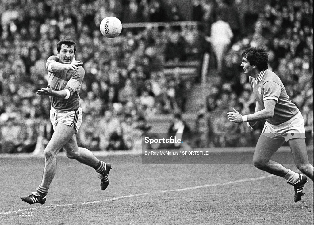 21 April 1982; Tim Kennelly, Kerry, in action against Joe Kernan, Armagh. National Football League semi-final, Kerry v Armagh, Croke Park, Dublin. Picture credit; Ray McManus / SPORTSFILE