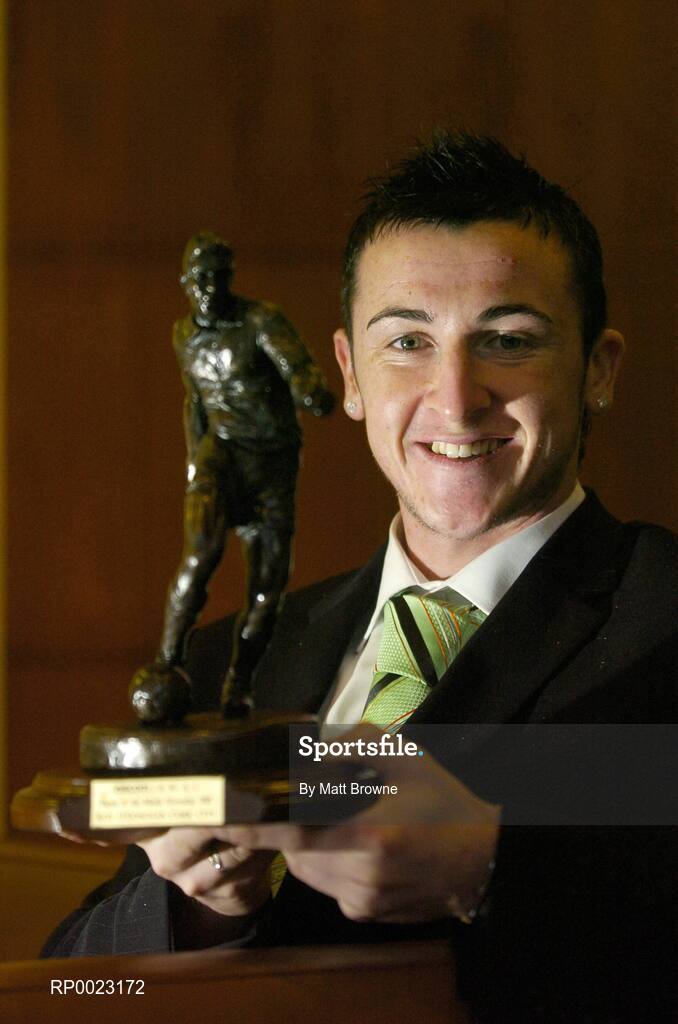 7 December 2005; Roy O'Donovan, Cork City, who was presented with the eircom / Soccer Writers Association of Ireland Player of the Month award for November. Baggot Street, Dublin. Picture credit: Matt Browne / SPORTSFILE