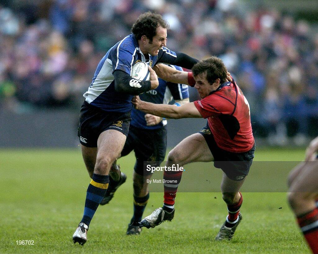 31 December 2005; Girvan Dempsey, Leinster, is tackled by Barry Murphy, Munster. Celtic League 2005-2006, Group A, Leinster v Munster, RDS, Dublin. Picture credit: Matt Browne / SPORTSFILE