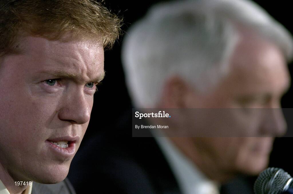 16 January 2006; Steve Staunton, with Sir Bobby Robson, International Football Consultant, at an FAI press conference to confirm his appointment as the new Manager of the Republic of Ireland Senior International Soccer Team. Mansion House, Dublin. Picture credit: Brendan Moran / SPORTSFILE