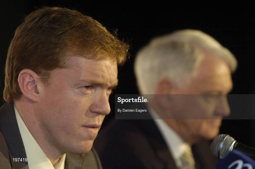 16 January 2006; Steve Staunton with Sir Bobby Robson, International football consultant at an FAI press conference to confirm his appointment as the new Manager of the Republic of Ireland Senior International Soccer Team. Mansion House, Dublin. Picture credit: Damien Eagers / SPORTSFILE
