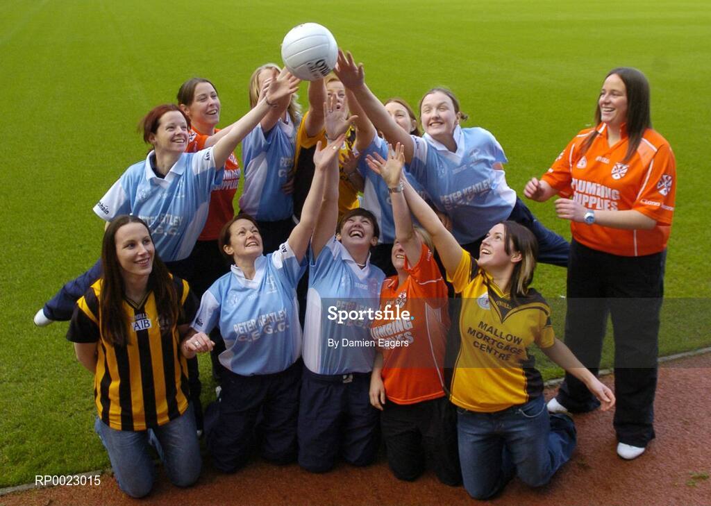 29 November 2005; Players from Abbeydorney, Kerry, Clann Eireann, Armagh, Athgarvan, Kildare and Mourneabbey, Cork at a photocall ahead of the Intermediate and Junior Ladies Club Final which will take place on Sunday, next 4th December, Croke Park, Dublin. Picture credit: Damien Eagers / SPORTSFILE