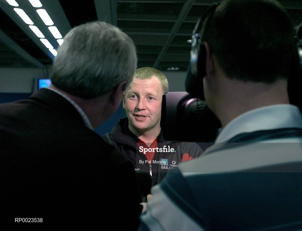 18 January 2006; Damien Fitzhenry, Wexford goalkeeper, is interviewed for tv prior to departure to Singapore for the 2006 Vodafone All-Stars Hurling Tour. Dublin Airport, Dublin. Picture credit; Pat Murphy / SPORTSFILE