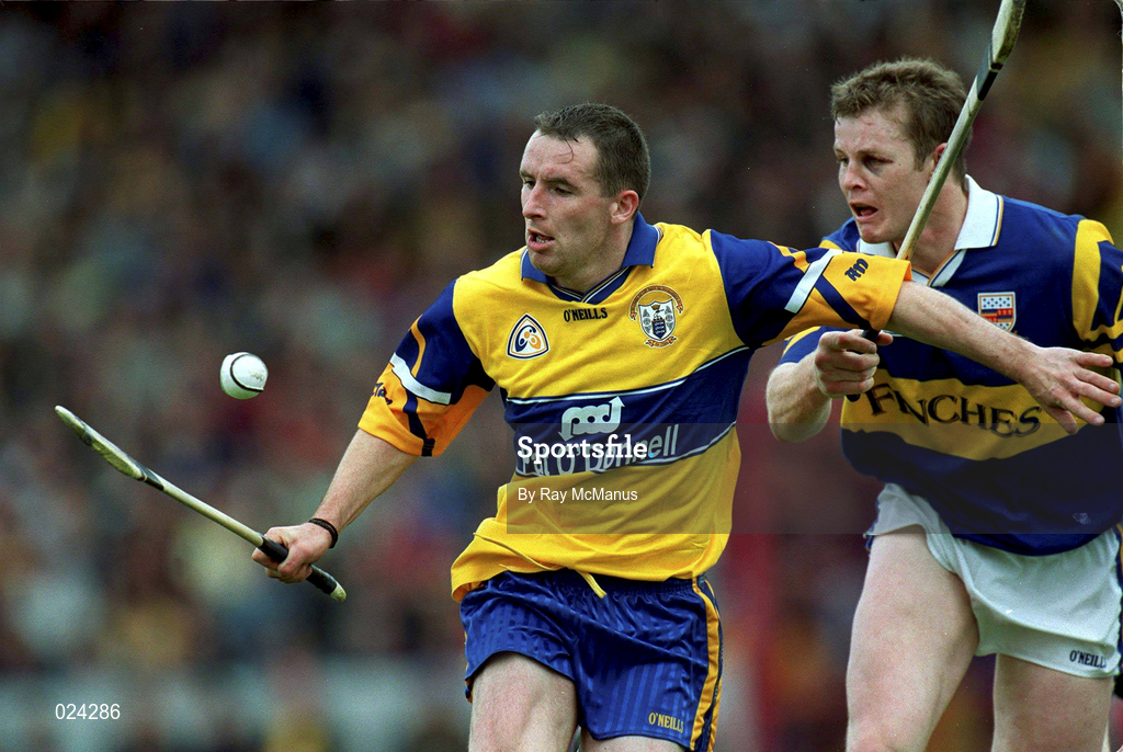12 June 1999; Colin Lynch of Clare in action against Conor Gleeson of Tipperary during the Guinness Munster Senior Hurling Championship semi-final replay match between Clare and Tipperary at Páirc Uí Chaoimh in Cork. Photo by Ray McManus/Sportsfile