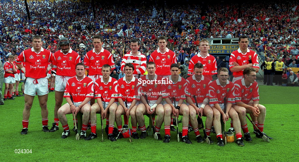 13 June 1999; The Cork team ahead of the Guinness Munster Senior Hurling Championship semi-final match between Cork and Waterford at Semple Stadium in Thurles, Tipperary. Photo by Ray McManus/Sportsfile