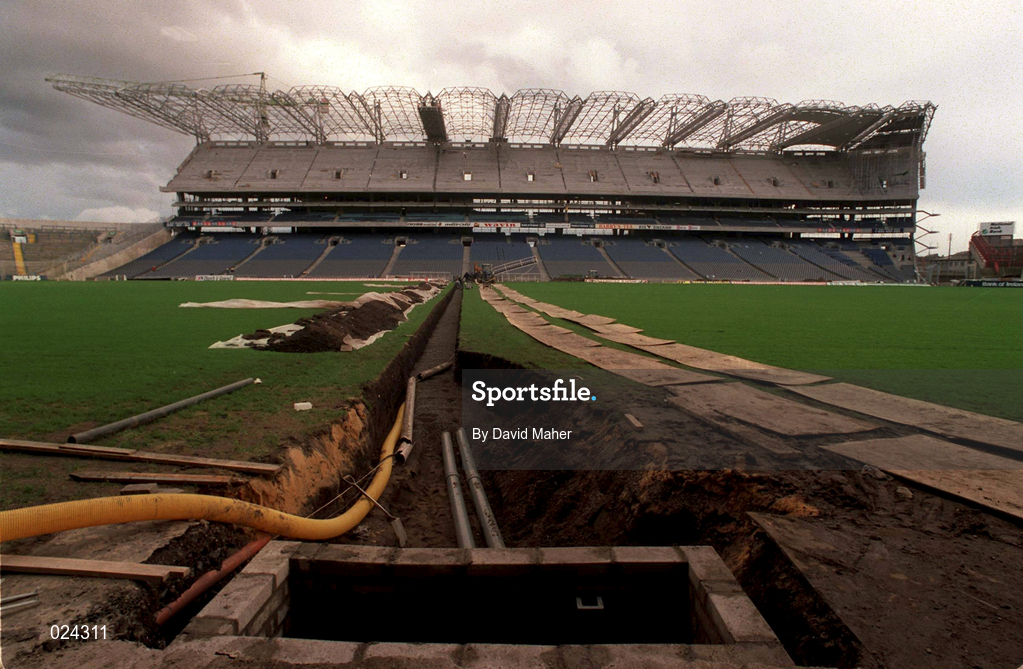 19 January 1995; A general view of work on the pitch at Croke Park in Dublin. Photo by David Maher/Sportsfile