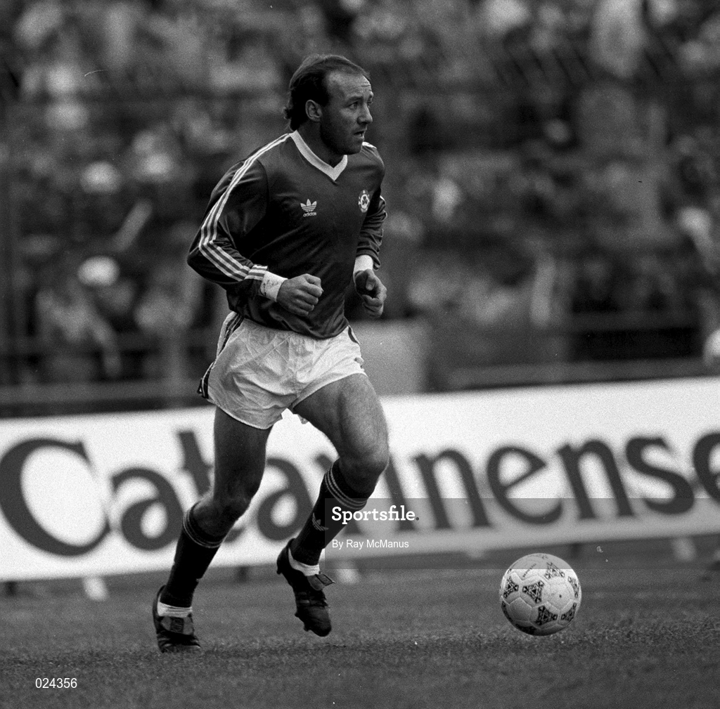 23 May 1987; Dave Langan of Republic of Ireland during an international friendly match against Brazil at Lansdowne Road in Dublin. Photo by Ray McManus/Sportsfile