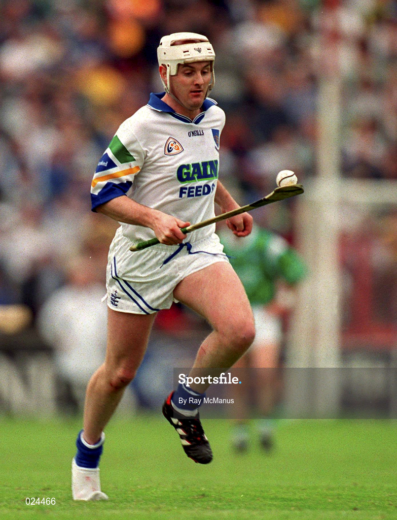 30 May 1999; Fergal Hartley of Waterford runs with one boot during the Guinness Munster Senior Hurling Championship quarter-final match between Limerick and Waterford at Páirc Uí Chaoimh in Cork. Photo by Ray McManus/Sportsfile