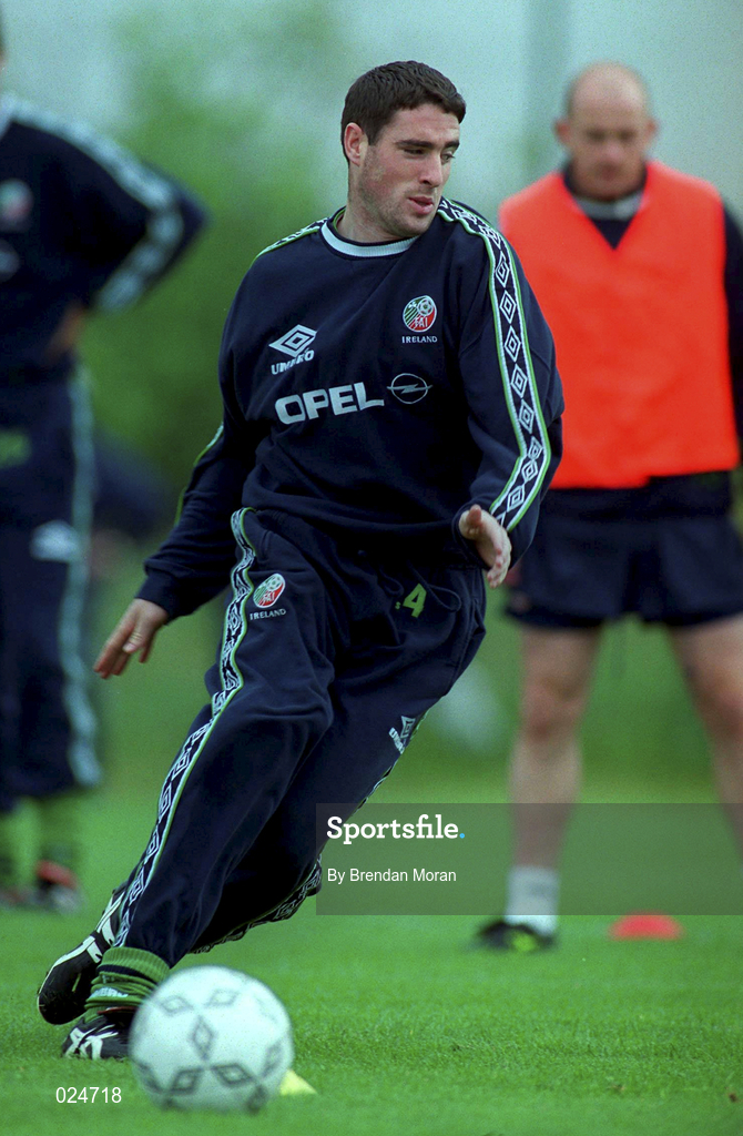 28 May 1999; Mark Kennedy during a Republic of Ireland training session at AUL Grounds in Clonshaugh, Dublin. Photo by Brendan Moran/Sportsfile
