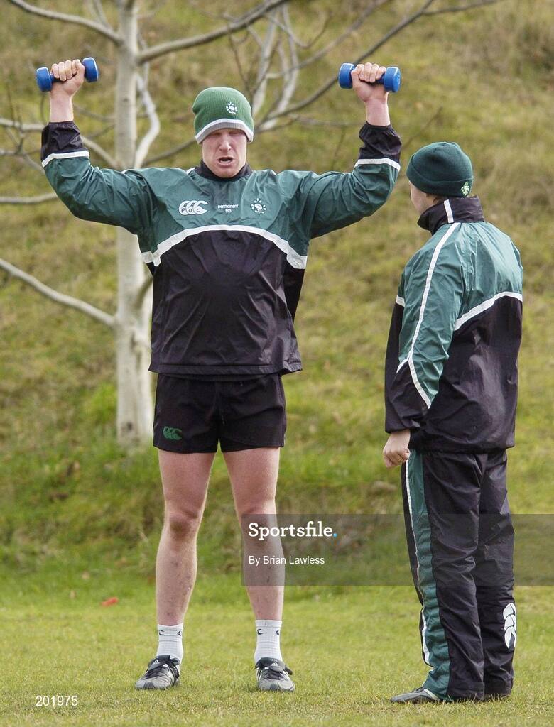 28 February 2006; Paul O'Connell during Ireland rugby squad training. St. Gerard's School, Bray, Co. Wicklow. Picture credit: Brian Lawless / SPORTSFILE