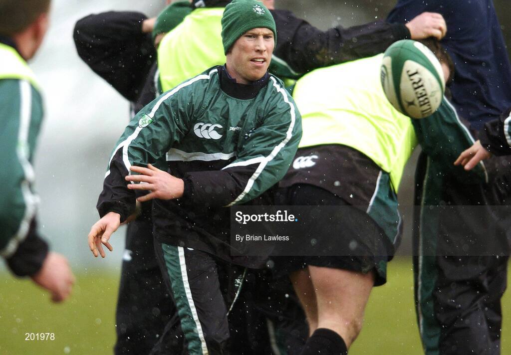 28 February 2006; Peter Stringer in action during Ireland rugby squad training. St. Gerard's School, Bray, Co. Wicklow. Picture credit: Brian Lawless / SPORTSFILE