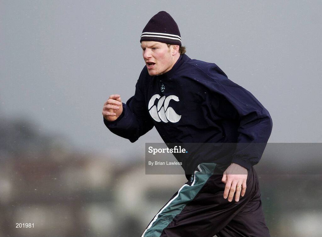 28 February 2006; Malcolm O'Kelly in action during Ireland rugby squad training. St. Gerard's School, Bray, Co. Wicklow. Picture credit: Brian Lawless / SPORTSFILE