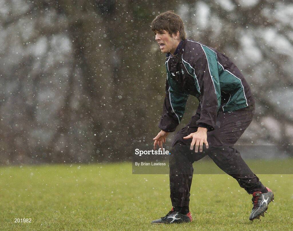 28 February 2006; Donncha O'Callaghan in action during Ireland rugby squad training. St. Gerard's School, Bray, Co. Wicklow. Picture credit: Brian Lawless / SPORTSFILE