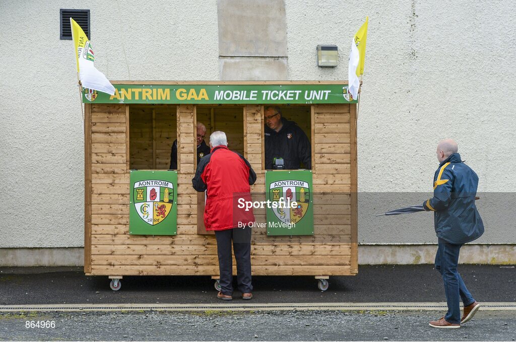 11 May 2014; The Antrim GAA mobile ticket office dealing with the fans coming to buy tickets. GAA All-Ireland Senior Hurling Championship Qualifier Group, Round 3, Antrim v London, Ballycastle, Co. Antrim. Picture credit: Oliver McVeigh / SPORTSFILE