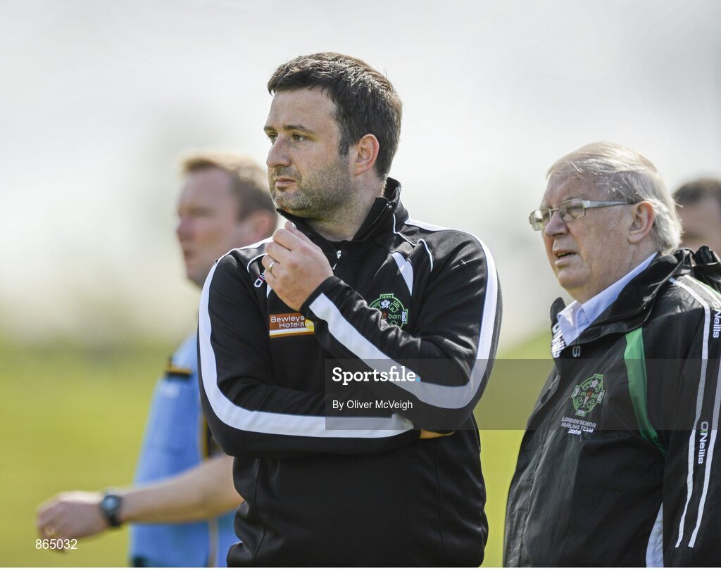 11 May 2014; London managers Matt Fitzsimon, left, and Tommy Harrell. GAA All-Ireland Senior Hurling Championship Qualifier Group, Round 3, Antrim v London, Ballycastle, Co. Antrim. Picture credit: Oliver McVeigh / SPORTSFILE