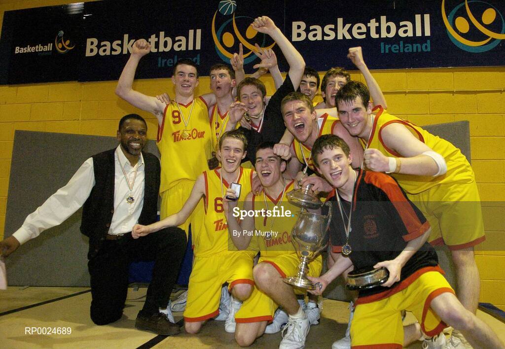 14 March 2006; The St. Fintan's celebrate with the cup. Schools League Basketball Finals, Boys U19A Final, St. Fintan's v Colaiste Eanna, National Basketball Arena, Tallaght, Dublin. Picture credit: Pat Murphy / SPORTSFILE