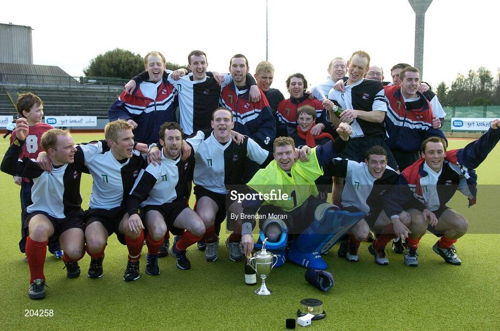 19 March 2006; The Cork Harlequins team celebrate with the cup after the game. Irish Men's Senior Cup Final, Cork Harlequins v Lisnagarvey, Belfield, UCD, Dublin. Picture credit: Brendan Moran / SPORTSFILE