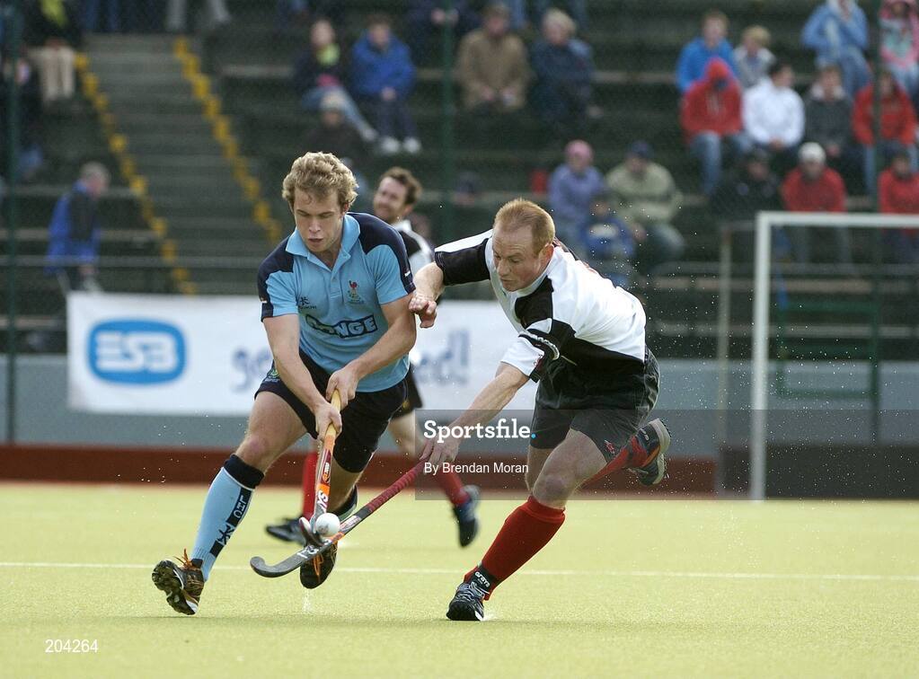 19 March 2006; Timothy Cockram, Lisnagarvey, in action against Jason Black, Cork Harlequins. Irish Men's Senior Cup Final, Cork Harlequins v Lisnagarvey, Belfield, UCD, Dublin. Picture credit: Brendan Moran / SPORTSFILE