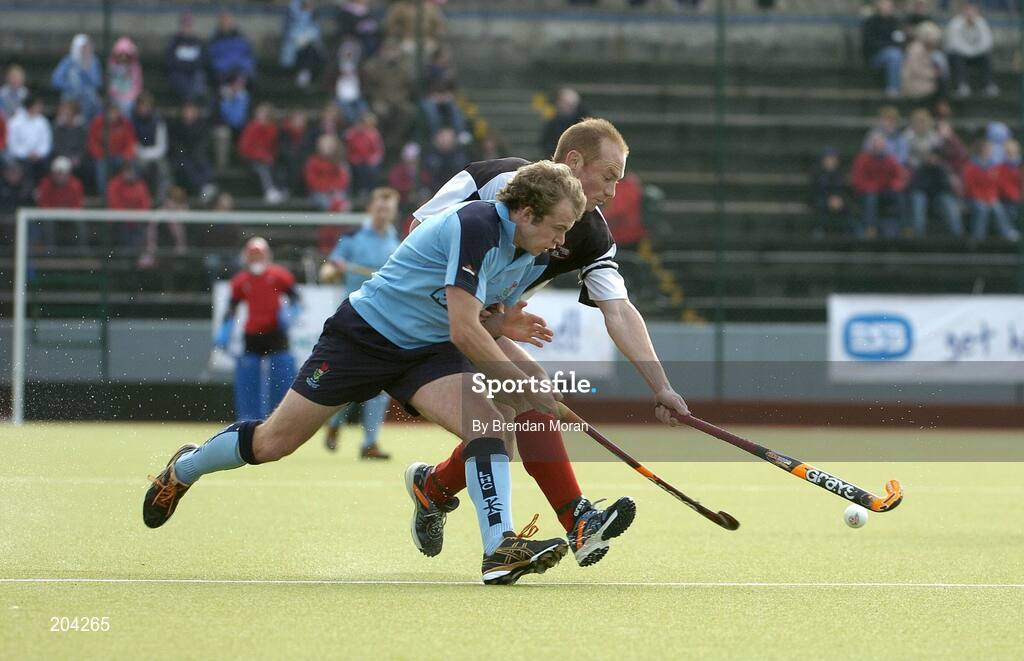 19 March 2006; Timothy Cockram, Lisnagarvey, in action against Jason Black, Cork Harlequins. Irish Men's Senior Cup Final, Cork Harlequins v Lisnagarvey, Belfield, UCD, Dublin. Picture credit: Brendan Moran / SPORTSFILE