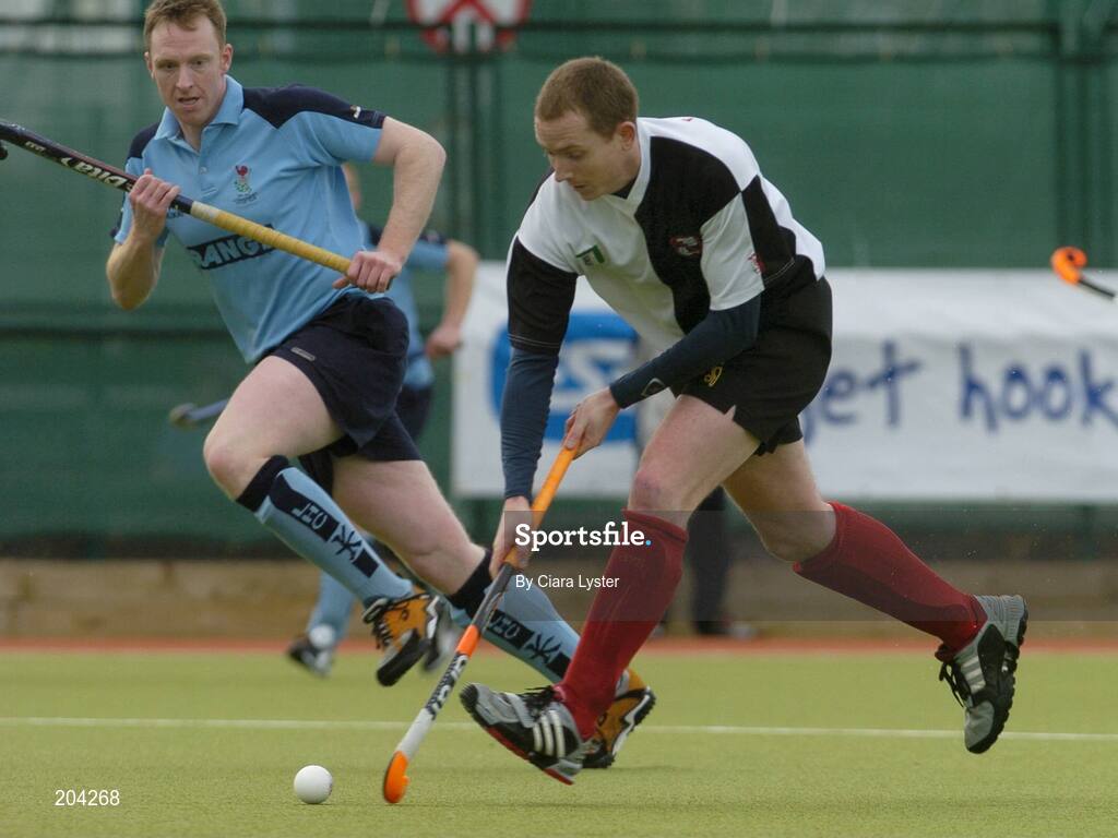 19 March 2006; Paul Lombard, Cork Harlequins, scores his side's second goal against Lisnagarvey. Irish Men's Senior Cup Final, Cork Harlequins v Lisnagarvey, Belfield, UCD, Dublin. Picture credit: Ciara Lyster / SPORTSFILE