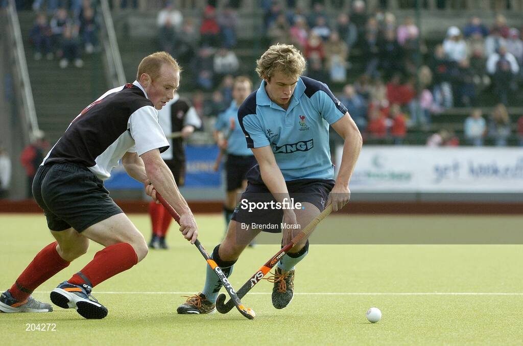 19 March 2006; Timothy Cockram, Lisnagarvey, in action against Jason Black, Cork Harlequins. Irish Men's Senior Cup Final, Cork Harlequins v Lisnagarvey, Belfield, UCD, Dublin. Picture credit: Brendan Moran / SPORTSFILE