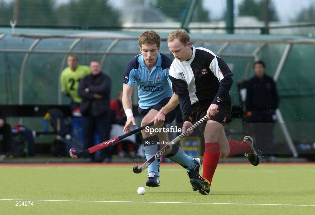 19 March 2006; David Egner, Cork Harlequins, in action against Jonathan Bloomfield, Lisnagarvey. Irish Men's Senior Cup Final, Cork Harlequins v Lisnagarvey, Belfield, UCD, Dublin. Picture credit: Ciara Lyster / SPORTSFILE