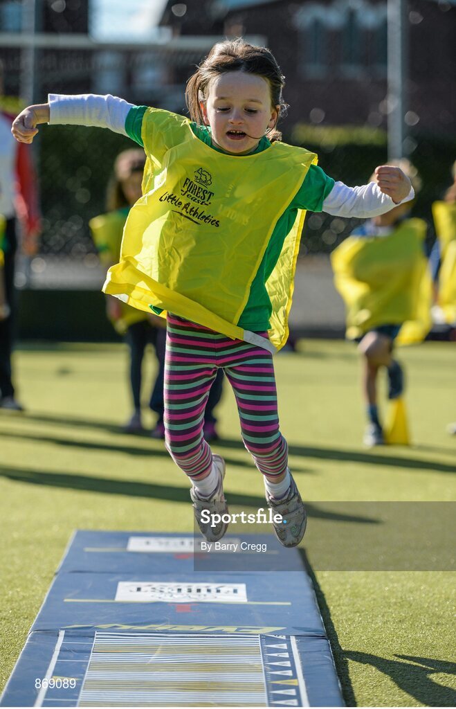 21 May 2014; Georgina Dunphy age 5, from Raheny, Dublin, in attendance at a Forest Feast Little Athletics Jamboree. Manor House School, Raheny, Dublin. Picture credit: Barry Cregg / SPORTSFILE