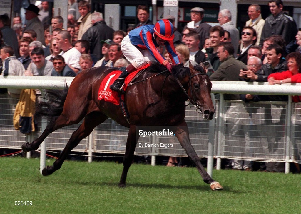 27 June 1999; Bernstein, with Mick Kinane up, on their way to winning the Arthur Guinness Railway Stakes at The Curragh Racecourse in Newbridge, Kildare. Photo by Damien Eagers/Sportsfile