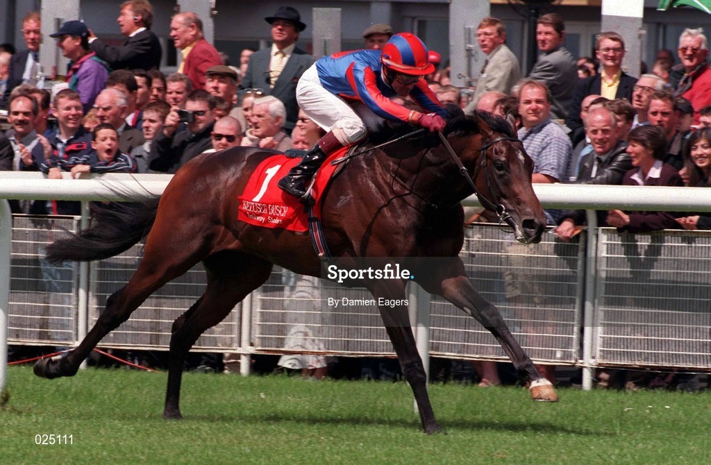 27 June 1999; Bernstein, with Mick Kinane up, on their way to winning the Arthur Guinness Railway Stakes at The Curragh Racecourse in Newbridge, Kildare. Photo by Damien Eagers/Sportsfile