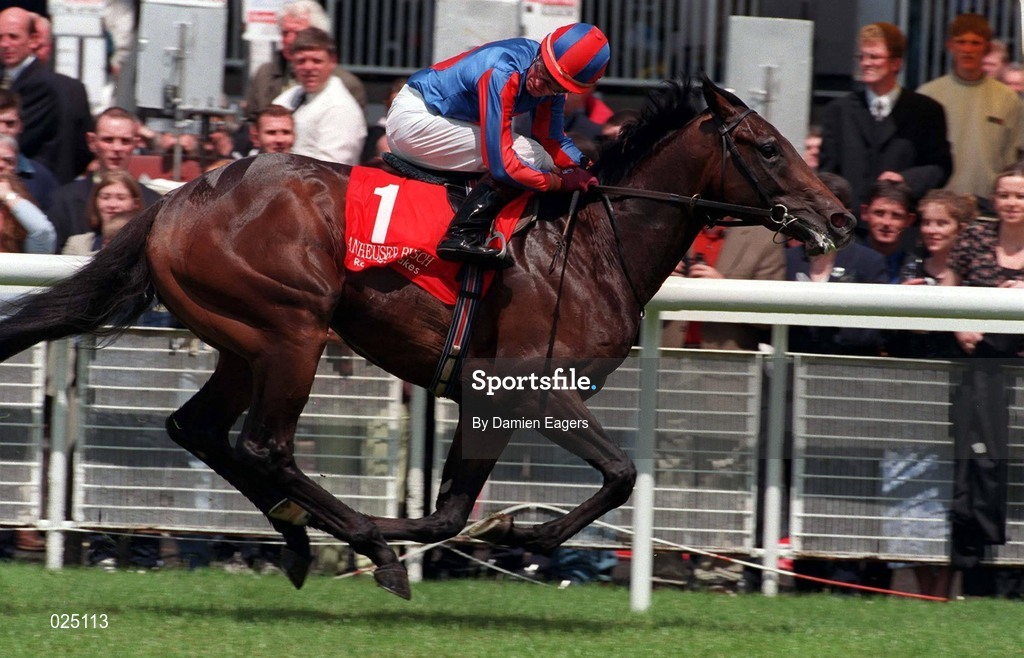 27 June 1999; Bernstein, with Mick Kinane up, on their way to winning the Arthur Guinness Railway Stakes at The Curragh Racecourse in Newbridge, Kildare. Photo by Damien Eagers/Sportsfile