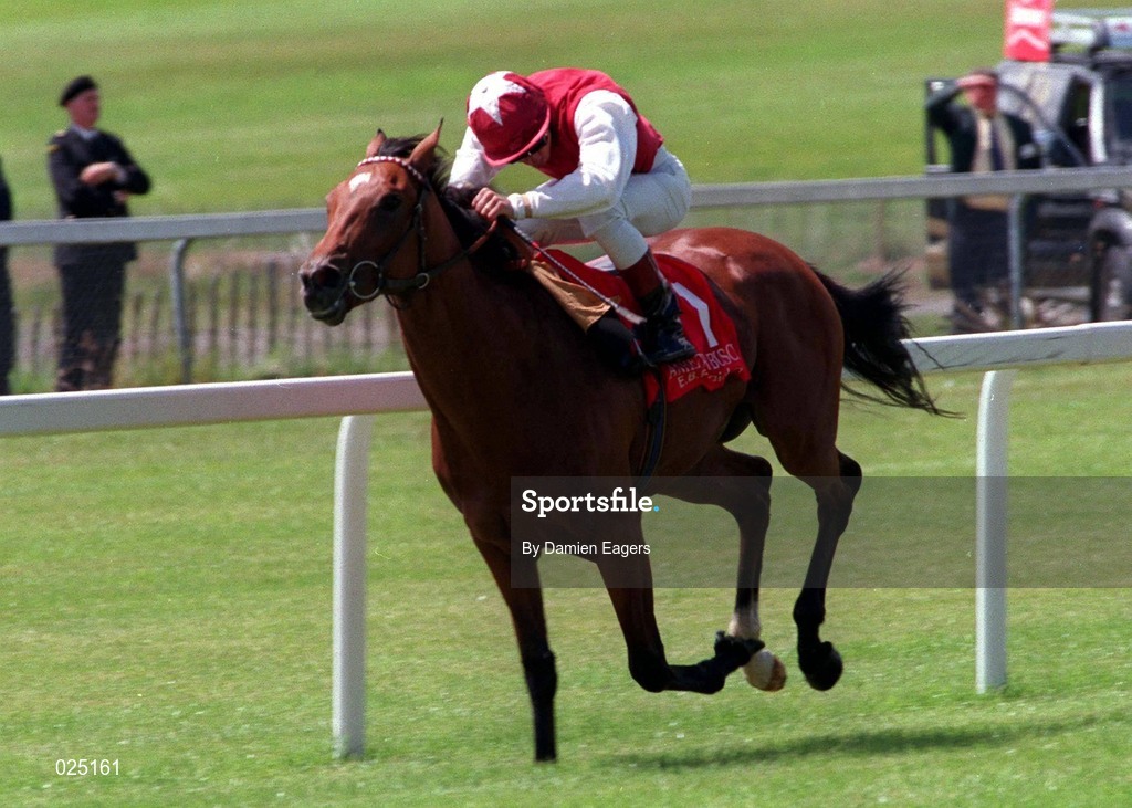 27 June 1999; Broche, with Frankie Dettori up, on their way to winning the Anheuser Busch E.B.F. Maiden at The Curragh Racecourse in Newbridge, Kildare. Photo by Damien Eagers/Sportsfile