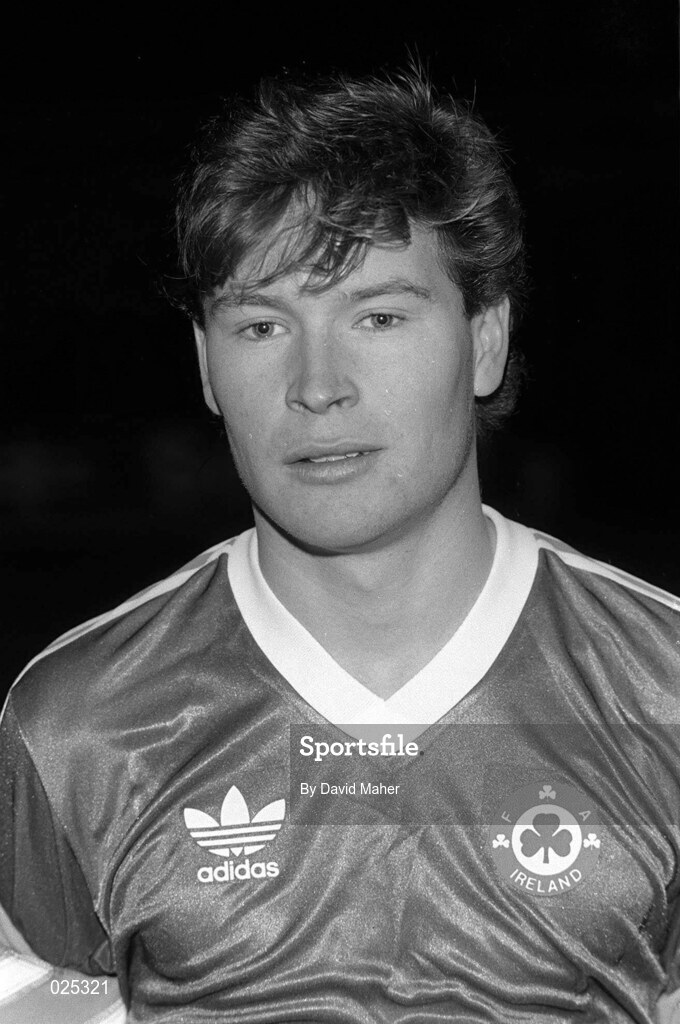 18 February 1987; Derek Brazil of Republic of Ireland prior to the UEFA European Championship Qualifier match between Scotland and Republic of Ireland at Hampden Park in Glasgow, Scotland. Photo by David Maher/Sportsfile
