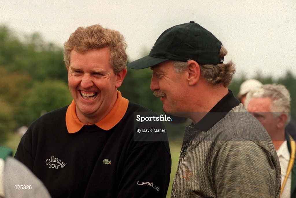 30 June 1999; Colin Montgomerie (left) and Dermott Desmond pictured during the Murphy's Irish Open Pro-Am at Druid's Glen, Co.Wicklow. Picture credit; David Maher/SPORTSFILE during the Pro Am ahead of the Murphy's Irish Open at Druids Glen Golf Resort in Wicklow. Photo by David Maher/Sportsfile