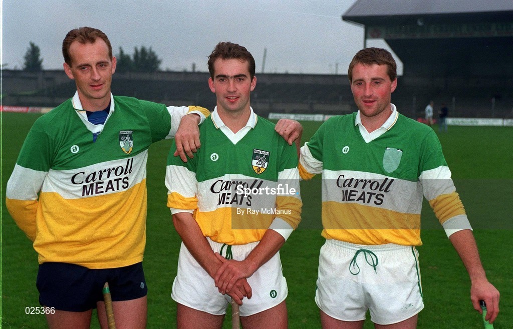 8 April 1994; Brothers and Offaly hurlers, from left, Joe Dooley, Johnny Dooley and Billy Dooley pictured at St Brendan's Park in Birr, Offaly. Photo by Ray McManus/Sportsfile