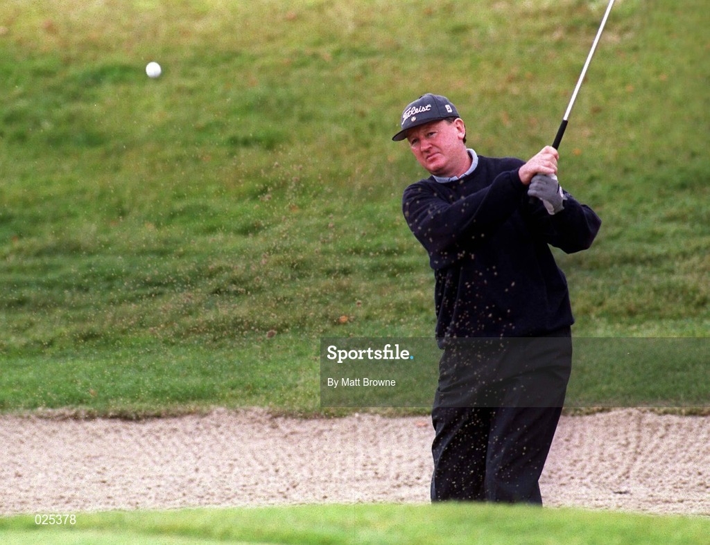 2 July 1999; Eamonn Darcy of Republic of Ireland plays a shot out of a bunker during day two of the 1999 Murphy's Irish Open at Druids Glen Golf Resort in Wicklow. Photo by Matt Browne/Sportsfile