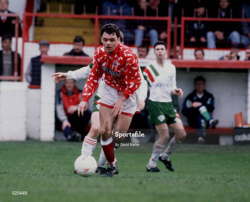 25 April 1993; Gary Haylock of Shelbourne during the League of Ireland Premier Division Championship Play-Off match between Shelbourne and Cork City at Tolka Park in Dublin. Photo by David Maher/Sportsfile