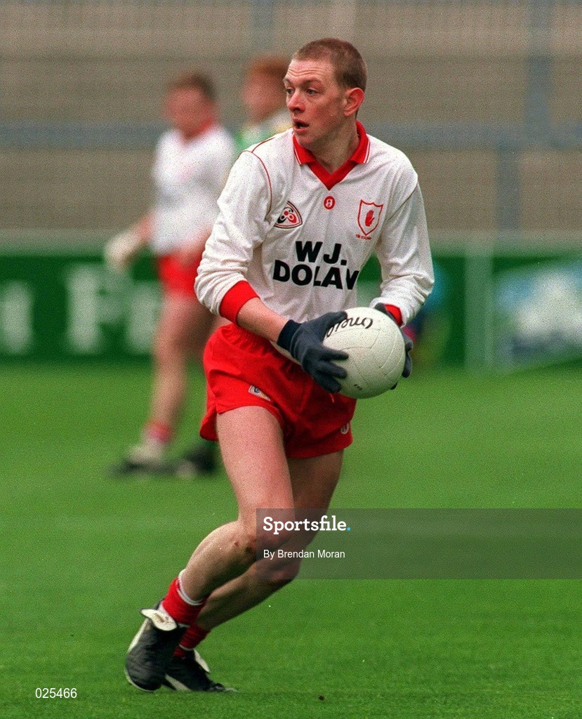 16 April 1995; Gerard Cavlan of Tyrone during the Church & General National Football League Quarter-Final match between Tyrone and Kerry at Croke Park in Dublin. Photo by Brendan Moran/Sportsfile