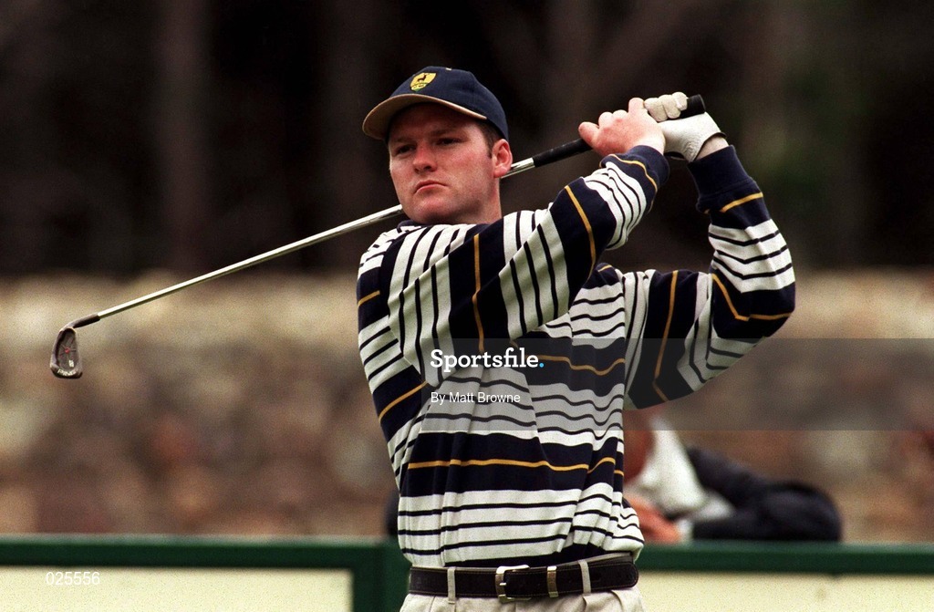 2 July 1999; John Dwyer of Republic of Ireland watches his shot during day two of the 1999 Murphy's Irish Open at Druids Glen Golf Resort in Wicklow. Photo by Matt Browne/Sportsfile