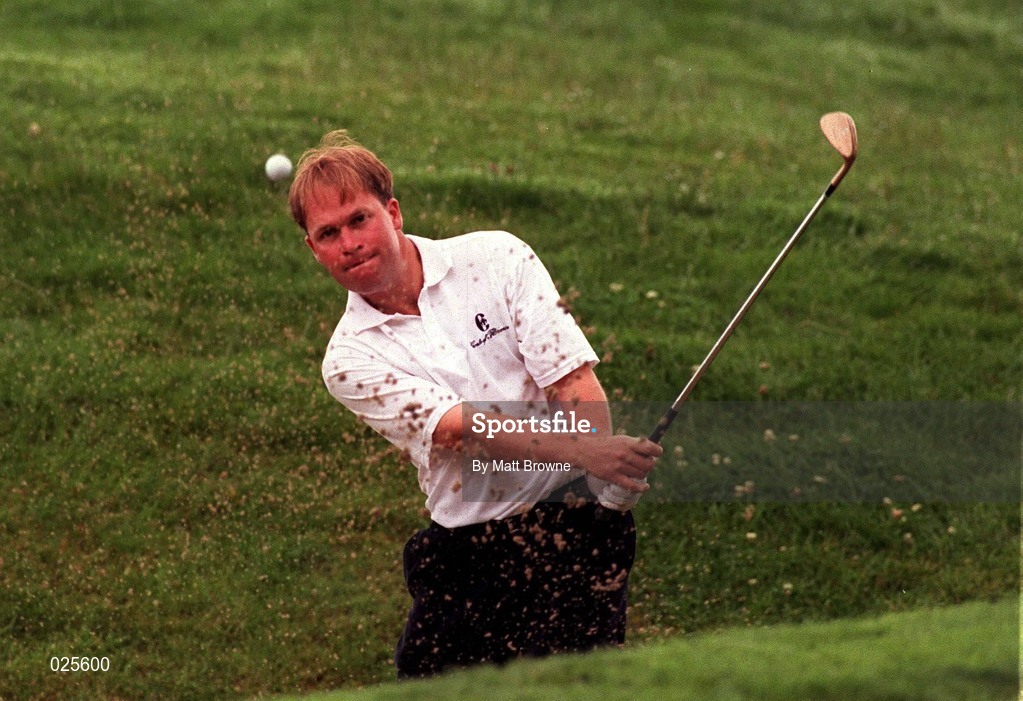 2 July 1999; Jonathan Lomas of England chips out of a bunker during day two of the 1999 Murphy's Irish Open at Druids Glen Golf Resort in Wicklow. Photo by Matt Browne/Sportsfile
