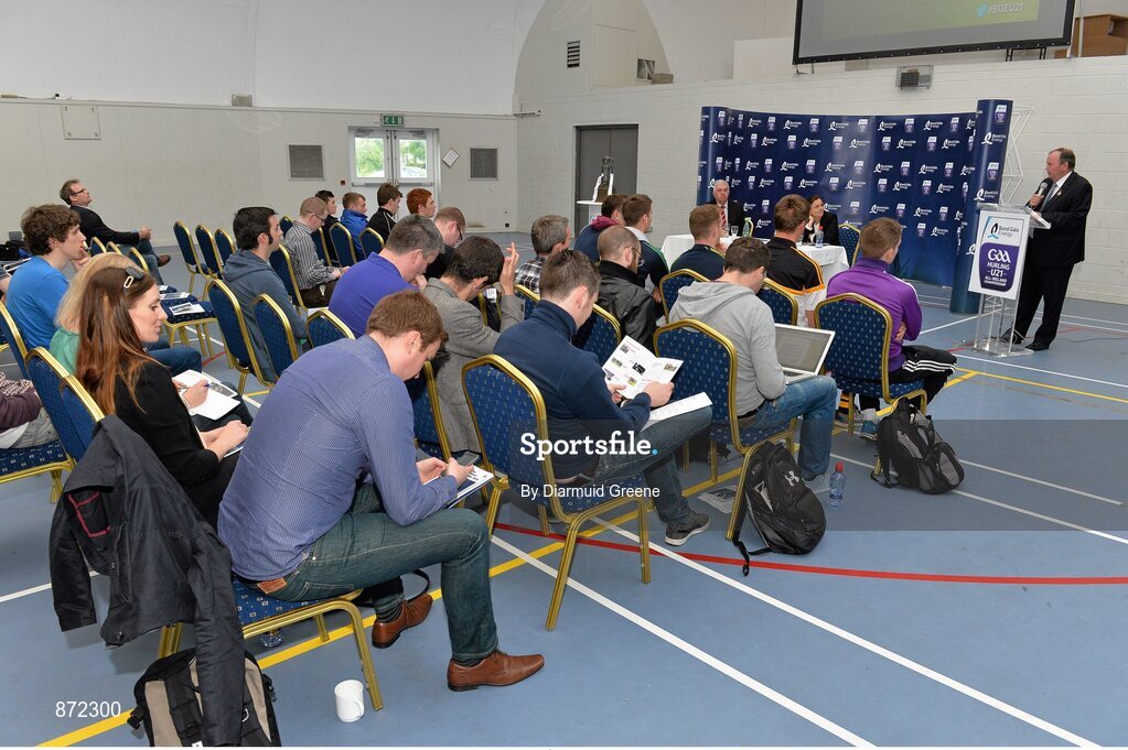 27 May 2014; A general view of the launch of the 2014 Bord Gáis Energy GAA Hurling U-21 All-Ireland Championship as Uachtarán Chumann Lúthchleas Gael Liam Ó Néill addresses the guests. The Championship gets started tonight, Wednesday, 28th May when Dublin face Laois in Parnell Park at 7.30pm. For all the latest Championship news, fixtures and results visit www.BGEu21.ie. Semple Stadium, Co. Tipperary. Picture credit: Diarmuid Greene / SPORTSFILE