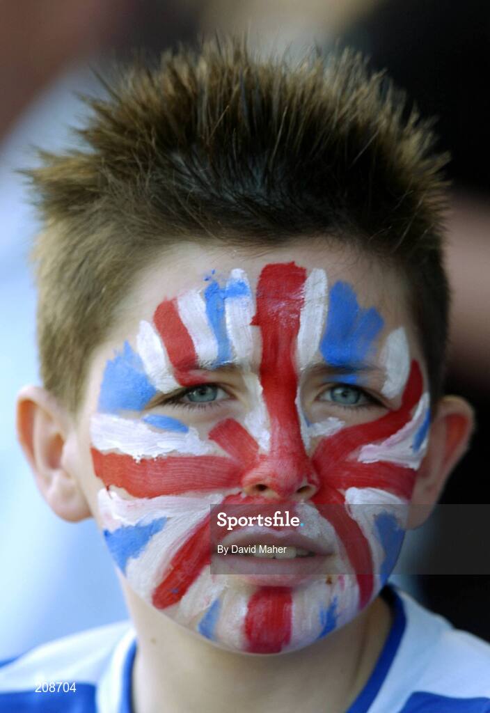6 May 2006; A young Linfield supporter. Nationwide Irish Cup final, Glentoran v Linfield, Windsor Park, Belfast. Picture credit: David Maher / SPORTSFILE