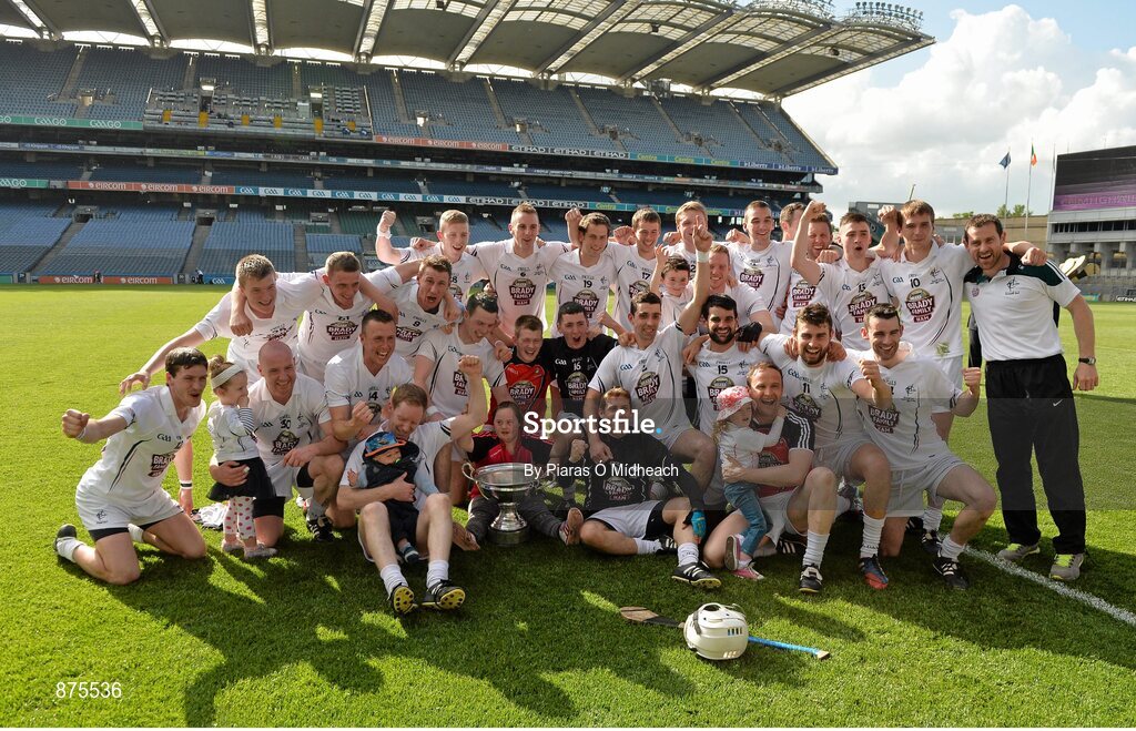 7 June 2014; The Kildare players celebrate with the Christy Ring Cup after the game. Christy Ring Cup Final, Kerry v Kildare, Croke Park, Dublin. Picture credit: Piaras Ó Mídheach / SPORTSFILE