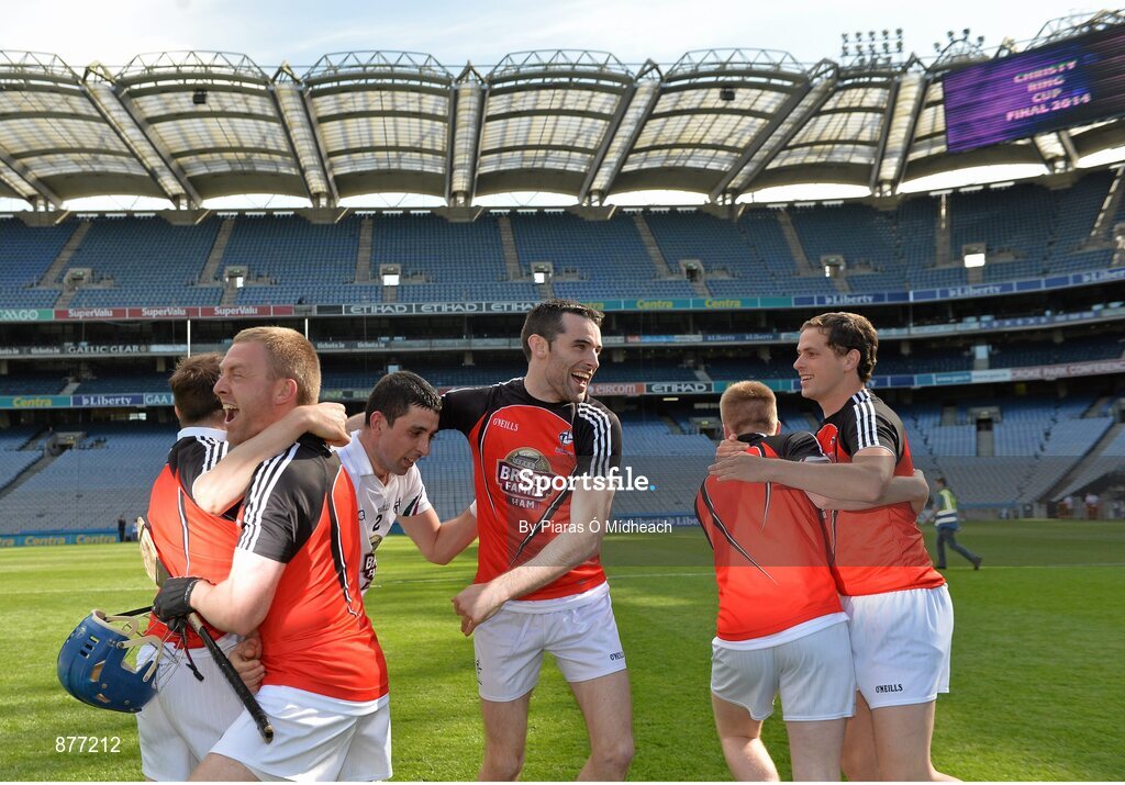 7 June 2014; Kildare's Peter Coleman, centre, celebrates with his team-mates after the game. Christy Ring Cup Final, Kerry v Kildare, Croke Park, Dublin. Picture credit: Piaras Ó Mídheach / SPORTSFILE
