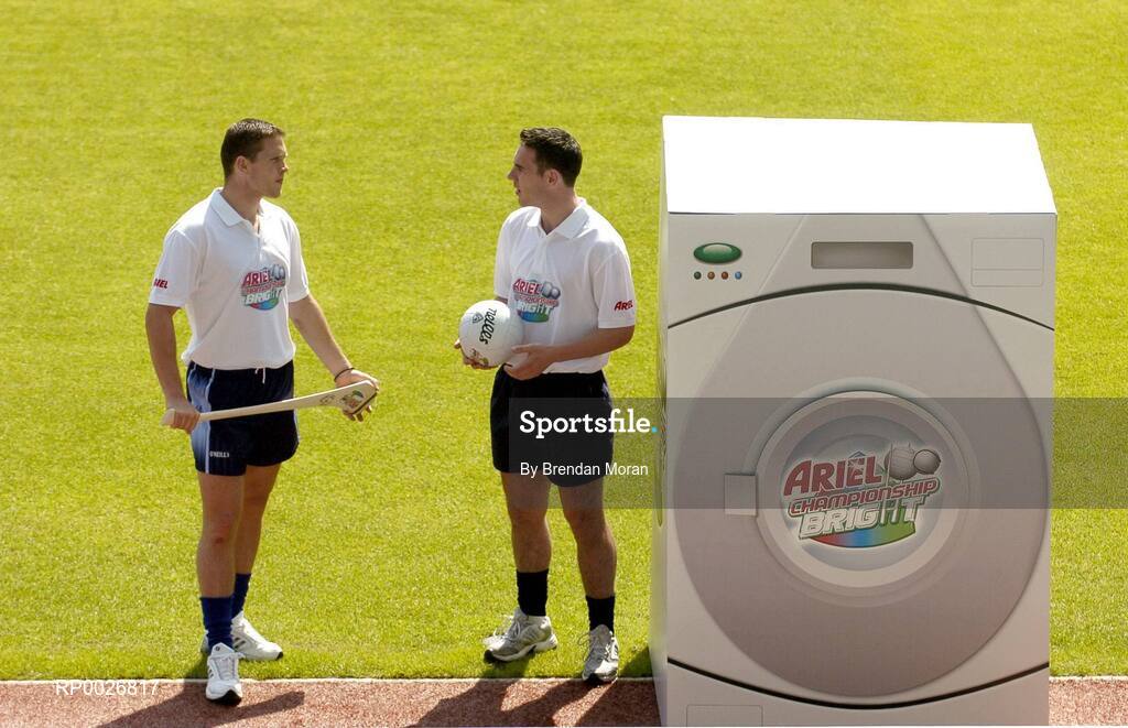 6 June 2006; GAA star players, Conal Keaney, Dublin, left, in converation with Declan O'Sullivan, Kerry, at the launch of a new Official GAA promotion in association with Ariel. This summer, Ariel is giving away free training gear for kids all over Ireland through the new Ariel Championship Bright promotion. Croke Park, Dublin. Picture credit: Brendan Moran / SPORTSFILE