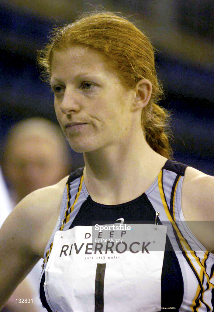 15 February 2004; Gillian O'Sullivan of Farranfore Maine Valley AC, Kerry, after the Senior Women's 3km Walk during the Irish Indoor Athletics Championships at the Odyssey Arena in Belfast, Antrim. Photo by Pat Murphy/Sportsfile