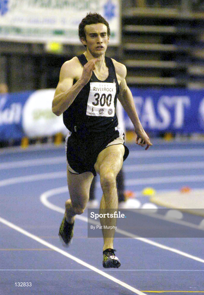 15 February 2004; Brian Murphy of UCC AC, Cork, competing in the Senior Men's 400m during the Irish Indoor Athletics Championships at the Odyssey Arena in Belfast, Antrim. Photo by Pat Murphy/Sportsfile