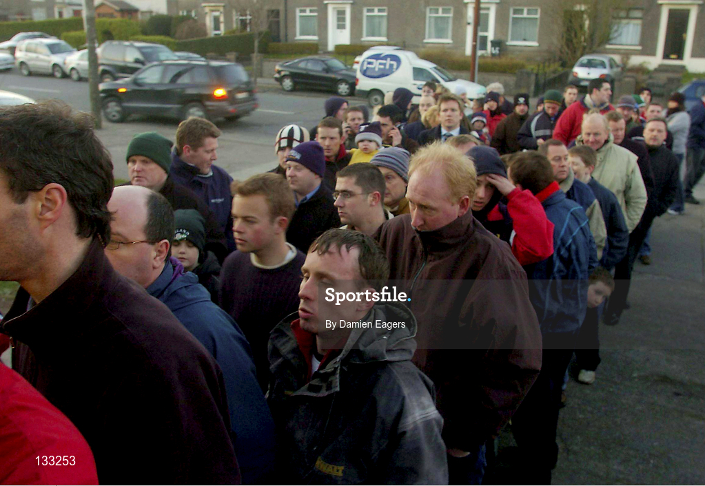 27 February 2004; Munster supporters queue outside the stadium prior to the debut of new signing Christian Cullen in the Celtic League match between Munster and Neath Swansea Ospreys at Musgrave Park in Cork. Photo by Damien Eagers/Sportsfile