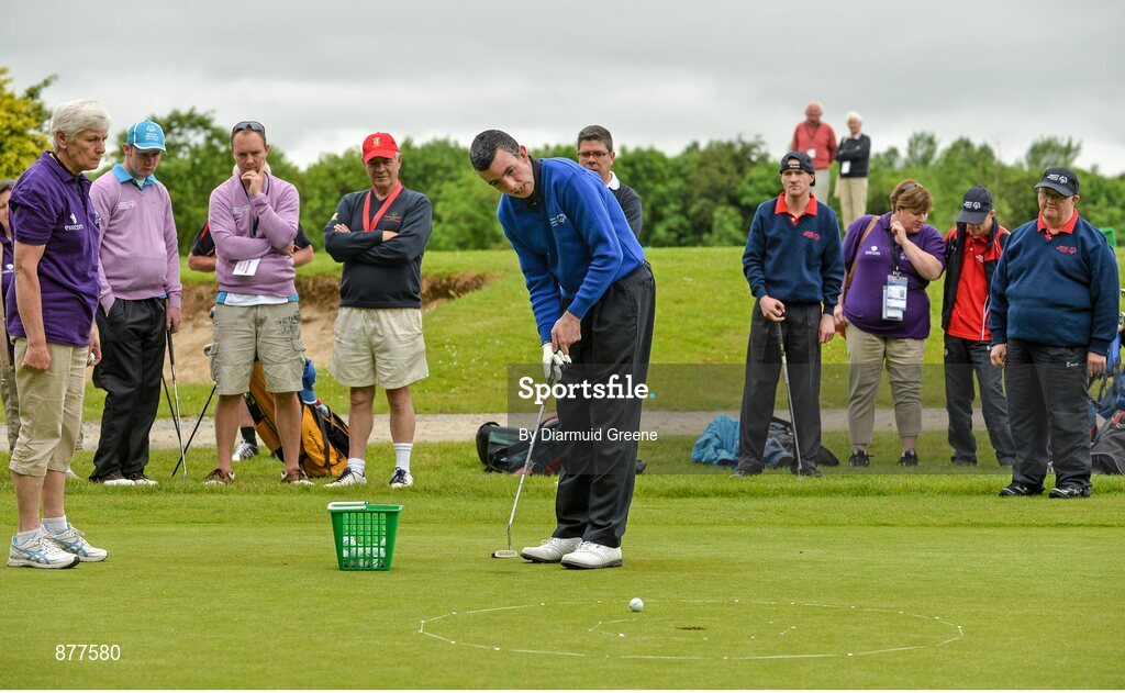 14 June 2014; Athlete Aaron Harkin, Ashburn, Co. Meath, Team Leinster, competing in the Short Putt event. Special Olympics Ireland Games, Ballykisteen Hotel & Golf Resort, Co. Tipperary. Picture credit: Diarmuid Greene / SPORTSFILE